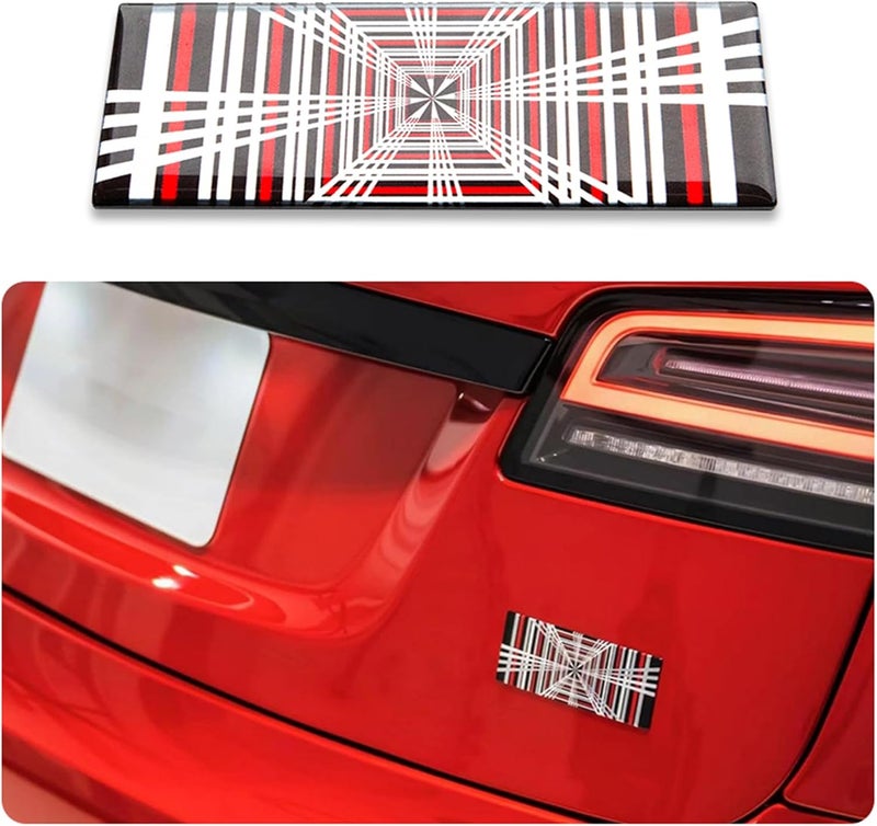 heenvn Plaid Badge Sticker for Tesla Model 3 Y S X Cybertruck, Space Tunnel Emblem Sticker Performance Exterior Rear Trunk Accessories - Image 1